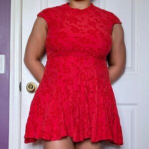 Free People Red Mockneck Mini Dress